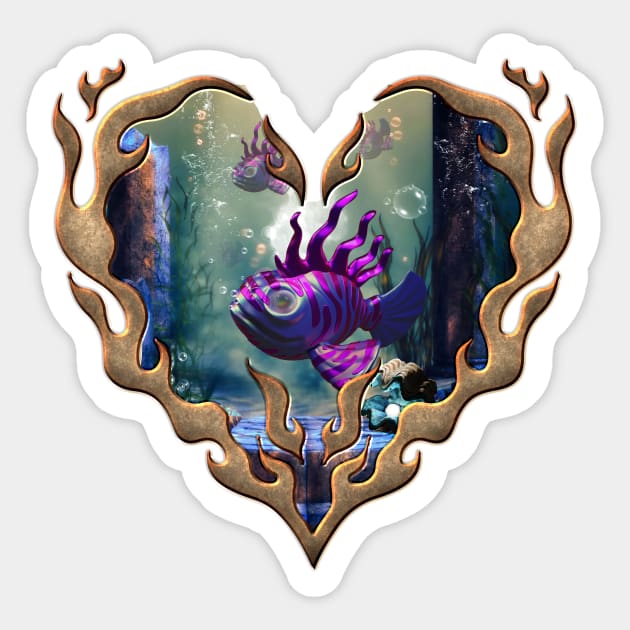 Cute fantasy fish in the deep ocean Sticker by Nicky2342